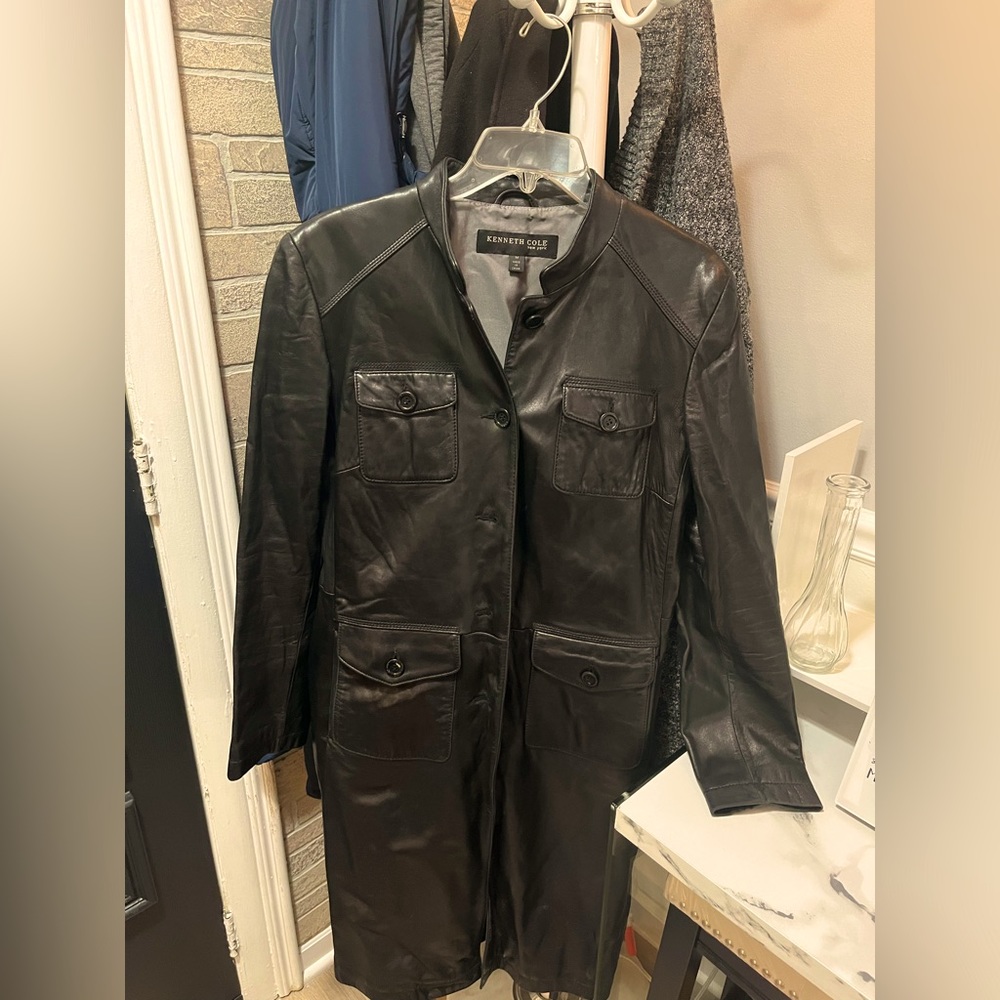 KENNETH COLE LEATHER COAT